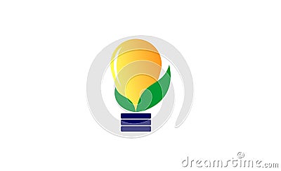 leaf lamp logo design Vector Illustration