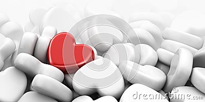 Unique love heart. 3D Illustration, wide background Stock Photo