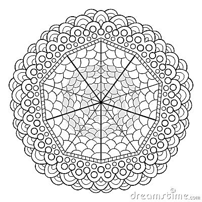 Unique mandala design. Round ornamental pattern for coloring book pages. Circle ornament for henna tattoo design. Vector Illustration