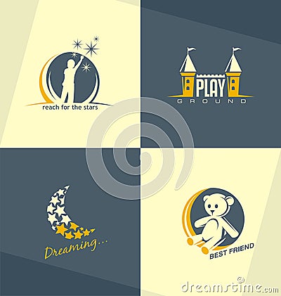 Unique and minimalistic kids logo design concepts Vector Illustration