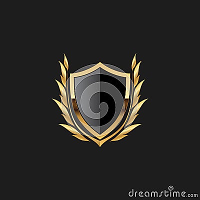 Unique Modern Blank Badge Shield Crest Label Armor Luxury Gold Design Element Template Vector Illustration