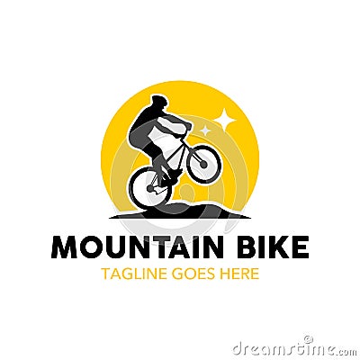 Unique Mountain Bike Illustration Logo Vector Illustration