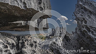 A unique natural formation is Tsingy De Bemaraha. Stock Photo
