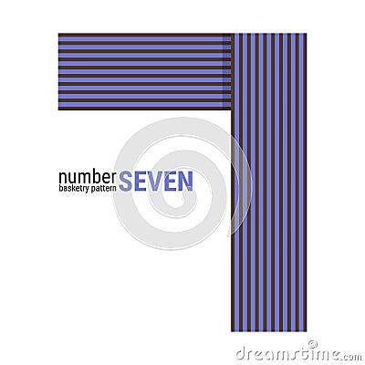 7 - Unique number shape design with Basketry pattern Vector Illustration