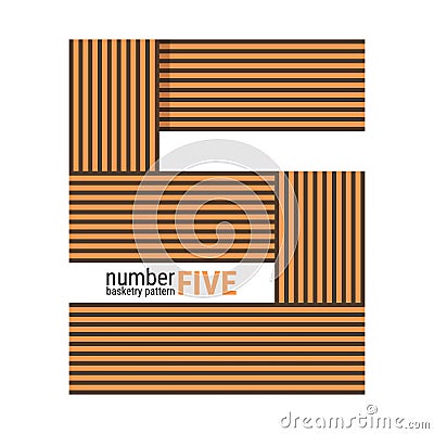 5 - Unique number shape design with Basketry pattern Vector Illustration