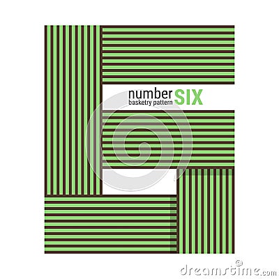 6 - Unique number shape design with Basketry pattern Vector Illustration
