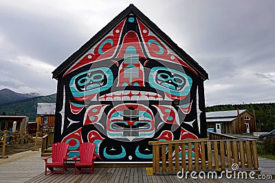 Unique painting houses in Carcross in Yukon, Canada Editorial Stock Photo