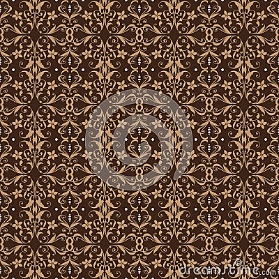 Unique pattern design on Kawung batik with dark brown color concept Vector Illustration