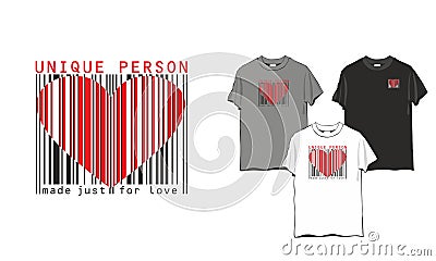 Barcode heart t-shirt Vector Illustration