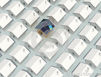 Unique photovoltaic house Stock Photo