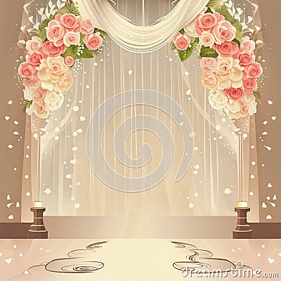 pretty wedding decoration illustration background Cartoon Illustration