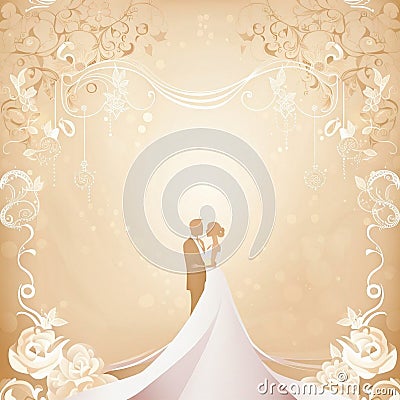 pretty wedding decoration illustration background Cartoon Illustration