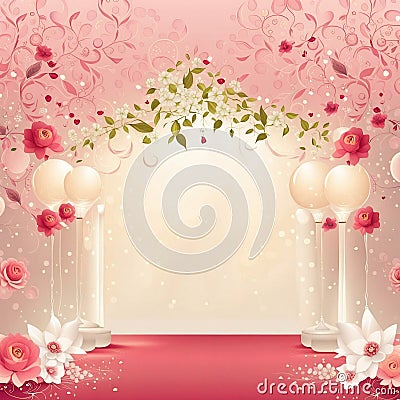 pretty wedding decoration illustration background Cartoon Illustration