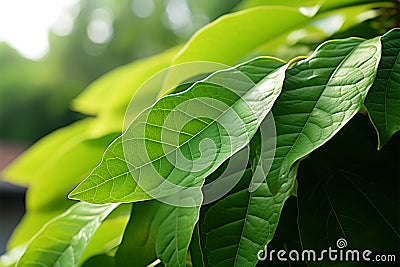 Unique Queens tree leaves, soft focus showcasing elliptical spear shaped appearance Stock Photo