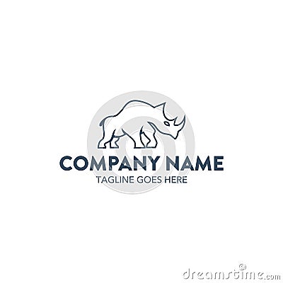 Unique Rhino Logo Vector Illustration