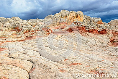 Unique rock formations Plateau White Pocket, Arizona Stock Photo