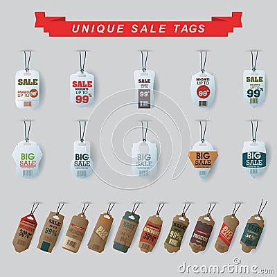 unique sale tags set. Vector illustration decorative design Vector Illustration