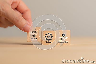 Unique selling proposition (USP), marketing strategy concept. Stock Photo