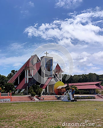 A unique and simple church building, as a house of worship for Christians Editorial Stock Photo