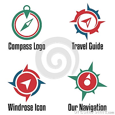 Unique Simple Compass Symbol Logo Template Collection Vector Illustration