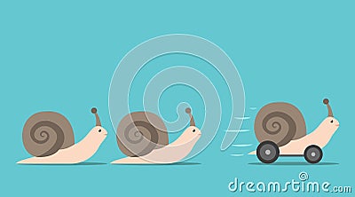 Unique snail with wheels Vector Illustration