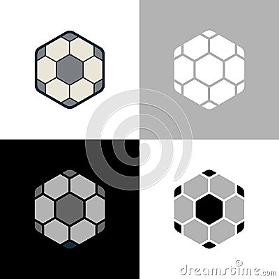 Unique soccer ball logo template, hexagon shape football icon design - Vector Vector Illustration