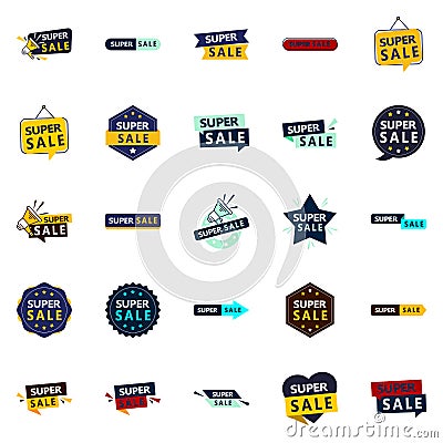 25 Unique Super Sale Designs for Advertising Discounts and Offers Vector Illustration