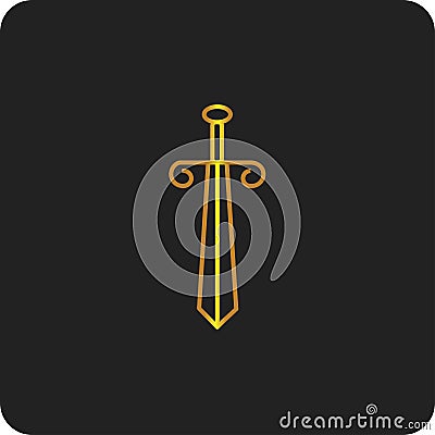 Unique sword outline black background vector design Vector Illustration