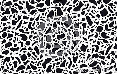 Unique terrazzo flooring vector seamless pattern in black and white. Texture composed of natural stone, glass, quartz Vector Illustration
