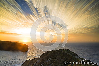 Unique time lapse stack sunrise landscape Stock Photo