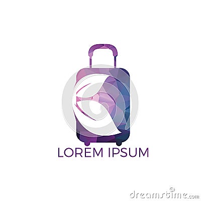 Travel bag and leaf logo design. Vector Illustration