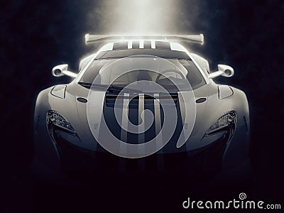 Unique urban sports supercar - epic lighting Stock Photo