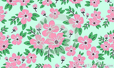 Unique valentine flower decor pattern background, with leaf and flower drawing Vector Illustration