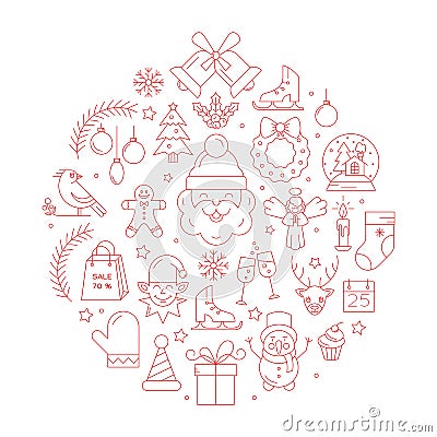 Unique vector concept with different christmas Vector Illustration