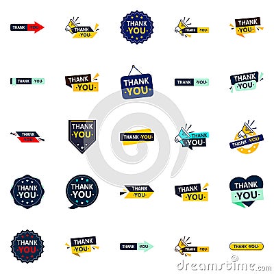 25 Unique Vector Designs for Thank You Messages Vector Illustration