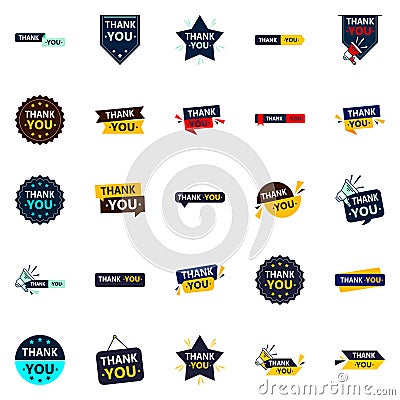 25 Unique Vector Designs for Thank You Messages Vector Illustration