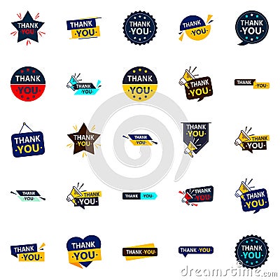 25 Unique Vector Designs for Thank You Messages Vector Illustration