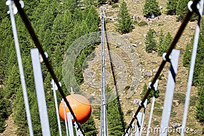 A Unique View of the Charles Kuonen Suspension Bridge - Near Randa, Swizterland Stock Photo