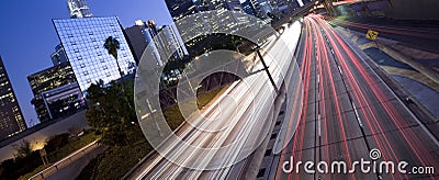 Unique view of Los Angeles highway traffic Stock Photo