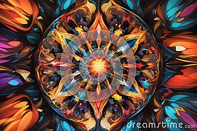 Unique Visual Masterpiece Abstract Art Kaleidoscope image generated by Ai Stock Photo