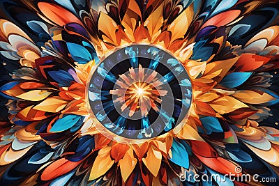 Unique Visual Masterpiece Abstract Art Kaleidoscope image generated by Ai Stock Photo