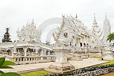 Unique white buddha temple in Thailand Stock Photo