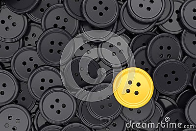 Unique yellow sewing button among dark ones Cartoon Illustration