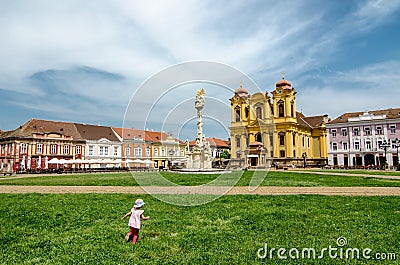 Unirii Square in Timisoara, Romania Editorial Stock Photo