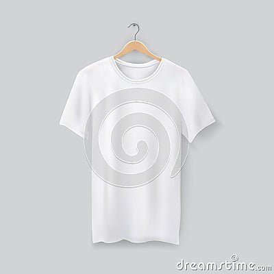 Unisex 3d t-shirt on clothes hanger. Blank tshirt Vector Illustration