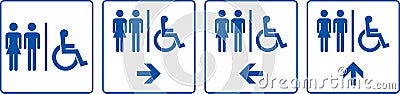 Unisex And Disabled Symbol Toilet Door Sign Vector Illustration