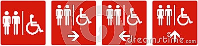 Unisex And Disabled Symbol Toilet Door Sign Vector Illustration