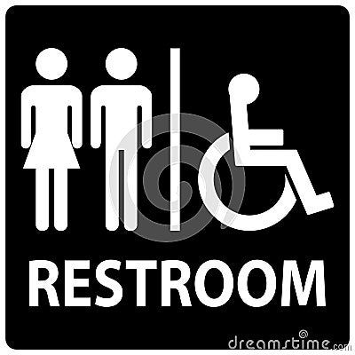 Unisex And Disabled Toilet Door Sign,Handicap Restroom Symbol Vector Illustration