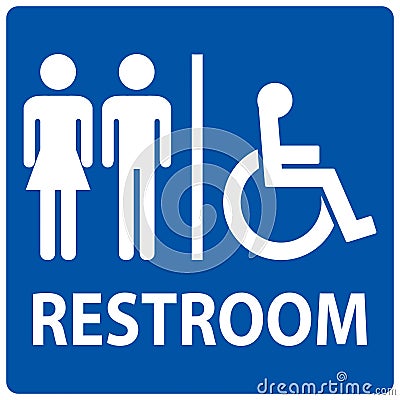 Unisex And Disabled Toilet Door Sign,Handicap Restroom Symbol Vector Illustration