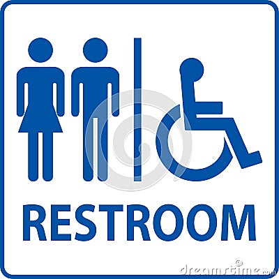 Unisex And Disabled Toilet Door Sign,Handicap Restroom Symbol Vector Illustration